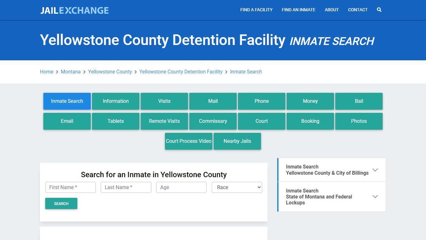 Yellowstone County Detention Facility Inmate Search - Jail Exchange